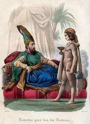Mongolian monarch Timur (Tamerlane) and a young naked